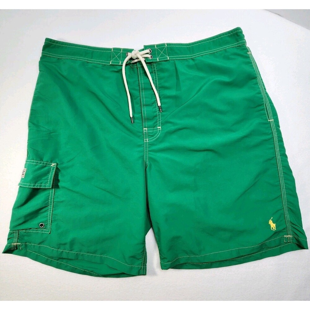 Polo Ralph‎ Lauren Swim Shorts Men's 2XL Green Board Trunks Pockets Mesh Lined
